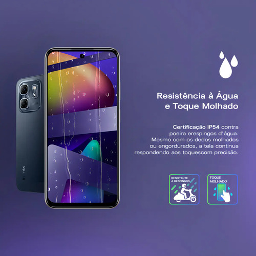 Smartphone Infinix Hot 50i 4GB RAM 256GB 4G Câmera Dupla 48MP Selfie 8MP 5000mAh 6,7” 120Hz Preto Obsidiana