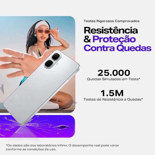 Smartphone Infinix Smart 10 4GB RAM 256GB SSD Câmera 8MP + IA, Tela 6.67 HD+ 120Hz, Bateria 5000mAh, Processador T7250, Android 15 Go, Dual Chip - Preto