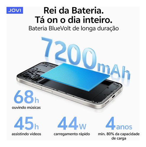 Smartphone Jovi Y31 256GB 16GB RAM (8+8GB RAM expansível) Câmera 50mp Bateria 7200mah - Preto