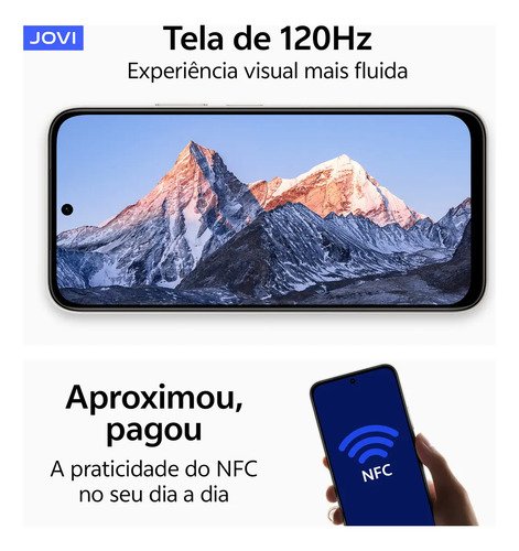 Smartphone Jovi Y31 256GB 16GB RAM (8+8GB RAM expansível) Câmera 50mp Bateria 7200mah - Preto