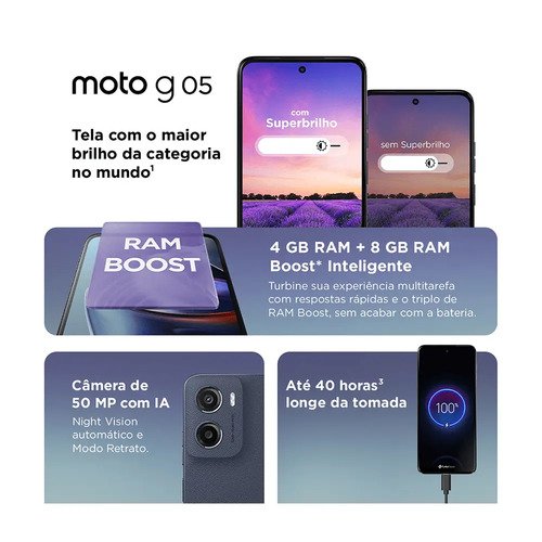 Smartphone Motorola Moto G05 256gb 4gb Ram e Camera 50mp Grafite