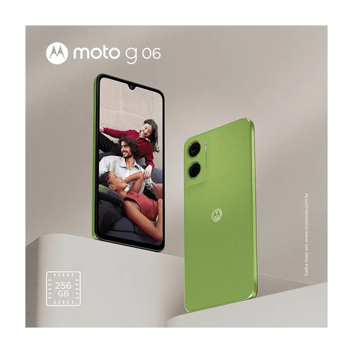 Smartphone Motorola Moto G06 - 256gb 12gb (4gb Ram + 8gb Ram Boost) E Camera 50mp Com Ai Bateria De 5200 Mah Tela 6.9 - Verde