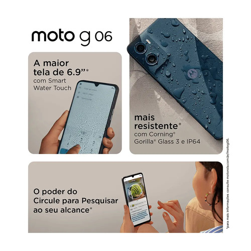 Smartphone Motorola Moto G06 - 256gb 12gb (4gb Ram + 8gb Ram Boost) E Camera 50mp Com Ai Bateria De 5200 Mah Tela 6.9 - Verde