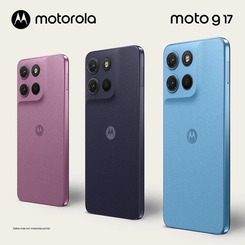 Smartphone Motorola Moto G17 4g - 256gb 4gb Ram + 8gb Ram Boost, Camera 50mp Sony Lytia 600, Tela Fhd+ 60hz, Bateria 5200 Mah - Azul