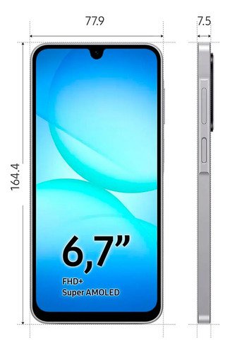 Smartphone Samsung Galaxy A17 128GB 4GB RAM Cinza 6'7 Cam tripla + selfie 13mp