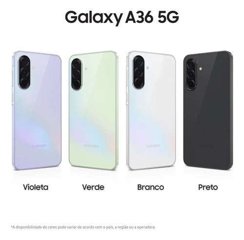 Smartphone Samsung Galaxy A36 5g 128gb 6gb Ram Câmera Tripla De Até 50mp Selfie De 12mp Ip67 Super Amoled 6.7'' Nfc Recursos Ai Android E Segurança Snapdragon - Violeta