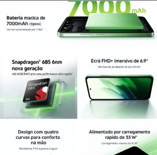 Smartphone Xiaomi Redmi 15 8gb 256gb Tela 6,9 144hz, Bateria 7.000 Mah, 50 Mp Preto