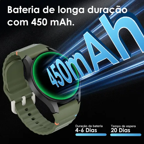 Smartwatch Aurafit G12, Gps, Resistência À Água 3atm, Preto
