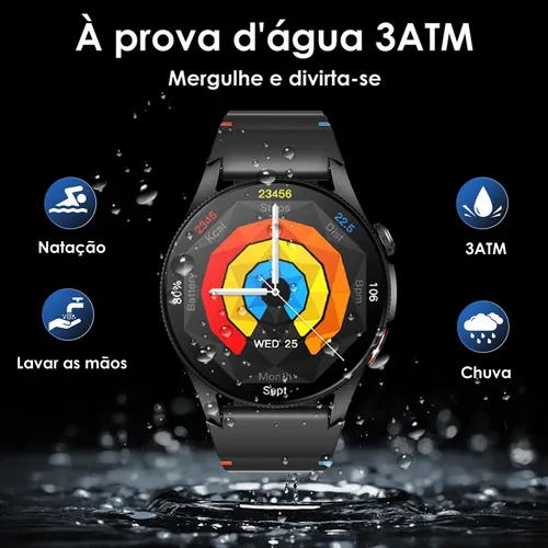 Smartwatch Aurafit G12, Gps, Resistência À Água 3atm, Preto