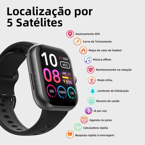 Smartwatch Bettdow Fb055 1.85" Esportivo Ia Gps 3atm Música Preto