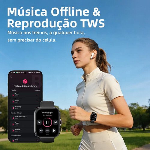 Smartwatch Bettdow Fb055 1.85" Esportivo Ia Gps 3atm Música Preto
