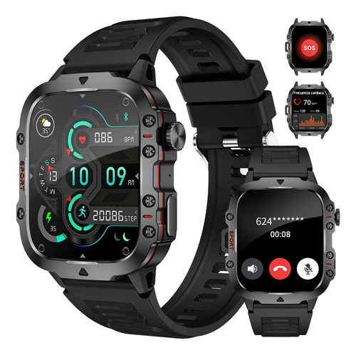 Smartwatch foxbox tatico bw0667a preto para homens com chama