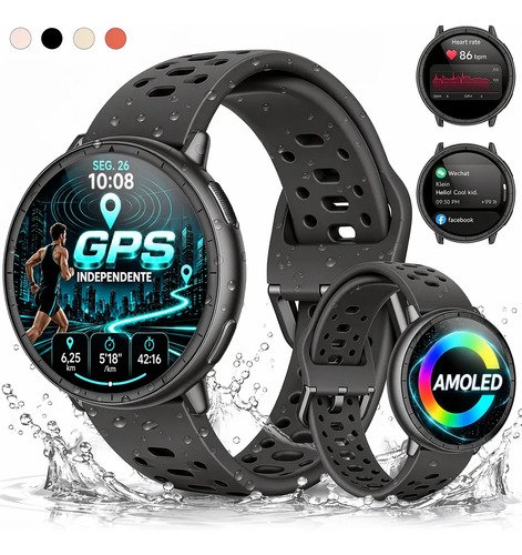 Smartwatch gps relogio inteligente amoled novante digital ip