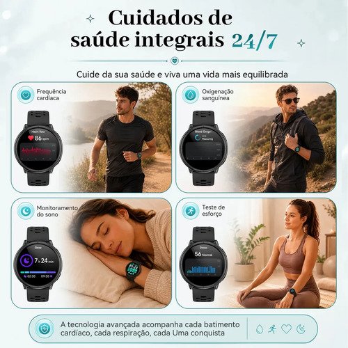 Smartwatch GPS Relógio Inteligente AMOLED NOVANTE Digital IP68 5ATM Impermeável Masculino Feminino Com Chamadas Bluetooth Notificações Instantâneas Monitoramento De Saúde Pulseira Para Smartband Preto