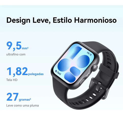 Smartwatch HUAWEI WATCH FIT 5 AMOLED de 182" Design Leve Mini Treino Bateria com Até 10 Dias 64 GB Gerenciamento Avançado da Saúde Monitor do Sono SpO2 GPS Compatível com iOS e Android Branco