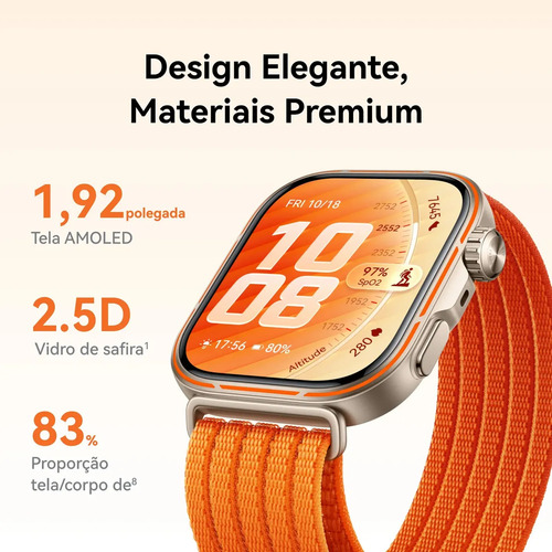 Smartwatch Huawei Watch Fit 5 Pro Tela Fullview Amoled De 1,92 Vidro De Safira Mini Treino Bateria Com Até 10 Dias 64 Gb Gerenciamento Da Saúde Ecg Compatível Com Ios E Android Laranja