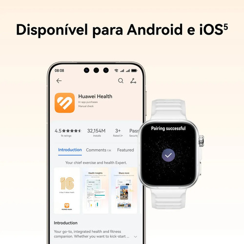 Smartwatch Huawei Watch Fit 5 Pro Tela Fullview Amoled De 1,92 Vidro De Safira Mini Treino Bateria Com Até 10 Dias 64 Gb Gerenciamento Da Saúde Ecg Compatível Com Ios E Android Preto