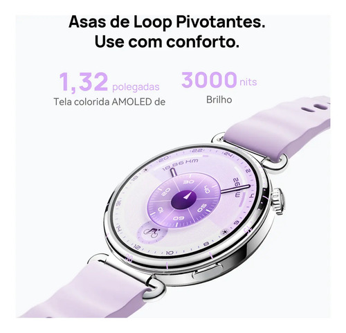 Smartwatch HUAWEI WATCH GT 6 41mm GPS Integrado Potenciômetro de Ciclismo no Pulso Bateria com Autonomia de Até 14 Dias Bem-Estar Emocional Multidimensional Compatível com iOS e Android GPS Branco