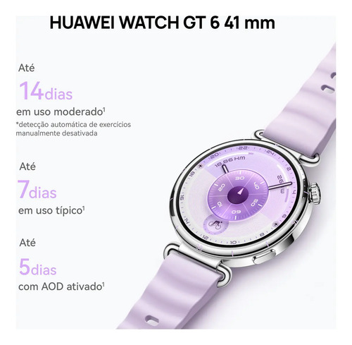 Smartwatch HUAWEI WATCH GT 6 41mm GPS Integrado Potenciômetro de Ciclismo no Pulso Bateria com Autonomia de Até 14 Dias Bem-Estar Emocional Multidimensional Compatível com iOS e Android GPS Branco