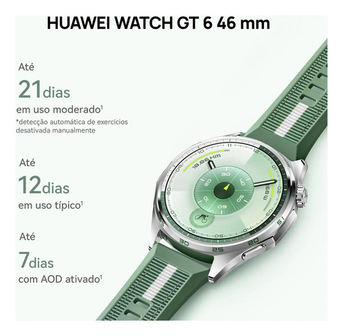 Smartwatch HUAWEI WATCH GT 6 46mm Potenciômetro de Ciclismo no Pulso Bateria com Autonomia de Até 21 Dias Bem-Estar Emocional Multidimensional Compatível com iOS e Android GPS Integrado Preto