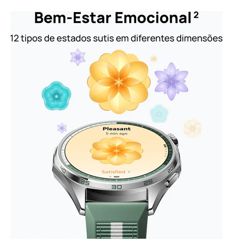 Smartwatch HUAWEI WATCH GT 6 46mm Potenciômetro de Ciclismo no Pulso Bateria com Autonomia de Até 21 Dias Bem-Estar Emocional Multidimensional Compatível com iOS e Android GPS Integrado Preto