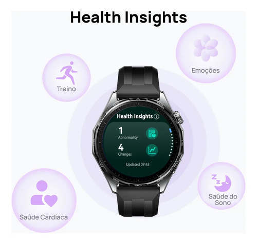 Smartwatch HUAWEI WATCH GT 6 46mm Potenciômetro de Ciclismo no Pulso Bateria com Autonomia de Até 21 Dias Bem-Estar Emocional Multidimensional Compatível com iOS e Android GPS Integrado Preto