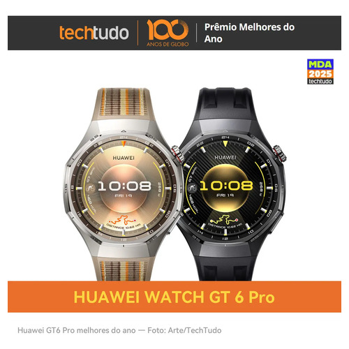 Smartwatch HUAWEI WATCH GT 6 Pro 46mm Bateria com Autonomia de Até 21 Dias Mais de 100 Modos Esportivos Corrida de Trilha Golfe Ciclismo Análise de ECG Compatível com iOS e Android GPS Preto