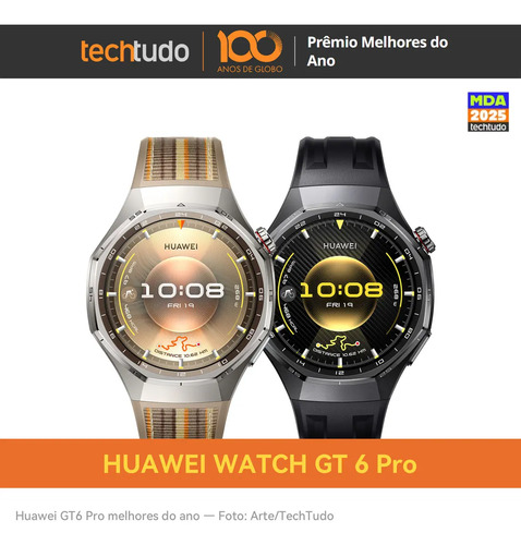 Smartwatch HUAWEI WATCH GT 6 Pro 46mm Bateria com Autonomia de Até 21 Dias Mais de 100 Modos Esportivos Corrida de Trilha Golfe Ciclismo Análise de ECG Compatível com iOS e Android GPS Preto