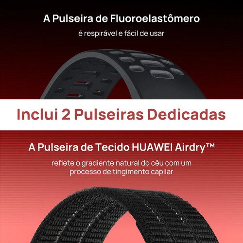 Smartwatch HUAWEI WATCH GT Runner 2 Bateria com Autonomia de Até 14 Dias Posicionamento de Precisão Modo Maratona Inteligente GPS ECG Compatível iOS e Android Preto Inclusa uma pulseira extra