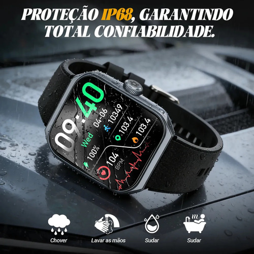 Smartwatch NOVANTE HT 1287 tela de 1.952" com pulseira de silicone - cor preto