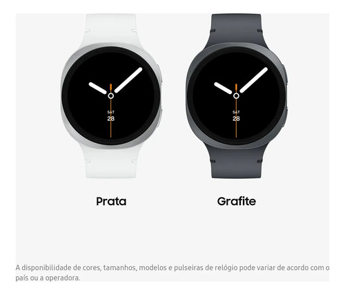 Smartwatch Samsung Galaxy Watch 8 40mm BT GPS, Branco com Pulseira Milanês Cinza-escuro