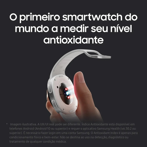 Smartwatch Samsung Galaxy Watch 8 40mm BT GPS, Branco com Pulseira Milanês Cinza-escuro