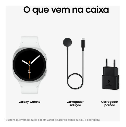 Smartwatch Samsung Galaxy Watch 8 40mm Prateado com Bluetooth e Wi-Fi