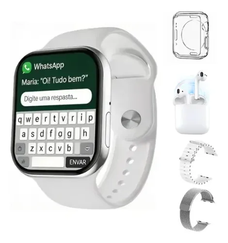 Smartwatch serie 10 mini 38mm atende chamadas toca musica