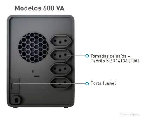 SMS NOBREAK LITE 600VA | 300W - BIVOLT ENT: 115/ 220V - SAÍDA: 115V - 4 TOMADAS - SENOIDAL P/ APROX. - 1 BAT. 12V 5AH - PN 29202