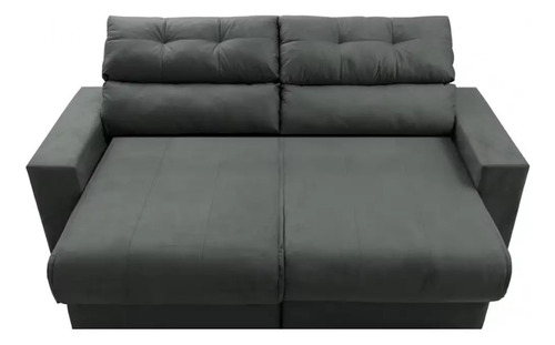 Sofá 3 Lugares Clean Retrátil Reclinável Cama Inbox - Cinza - Liso