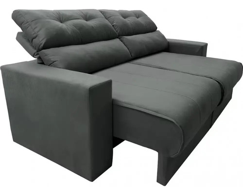 Sofá 3 Lugares Clean Retrátil Reclinável Cama Inbox - Cinza - Liso