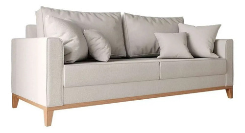 Sofá Mobly Beny 180 de 3 cuerpos tela linho color cru