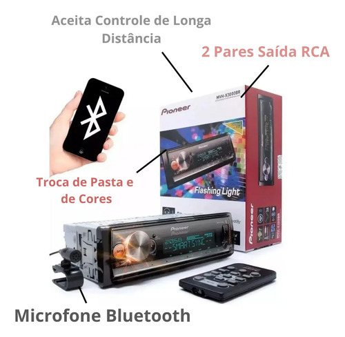Som Automotivo Pioneer Mvh-x3000br Bluetooth Usb Controle