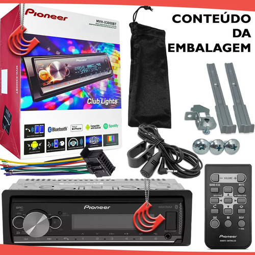 Som Automotivo Pioneer Mvh X3000bt Com Usb E Bluetooth