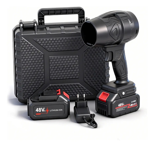 Soprador 48v turbo portatil com 2 baterias potente preto