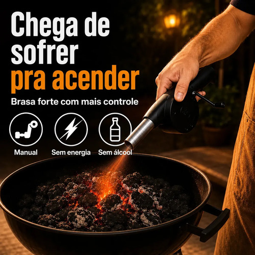 Soprador Acendedor Manual De Churrasqueira Lareira Fogo Rápido