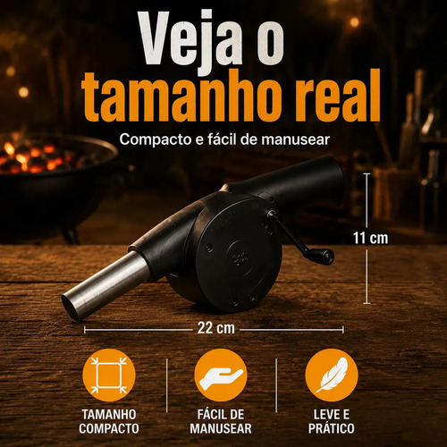 Soprador Acendedor Manual De Churrasqueira Lareira Fogo Rápido