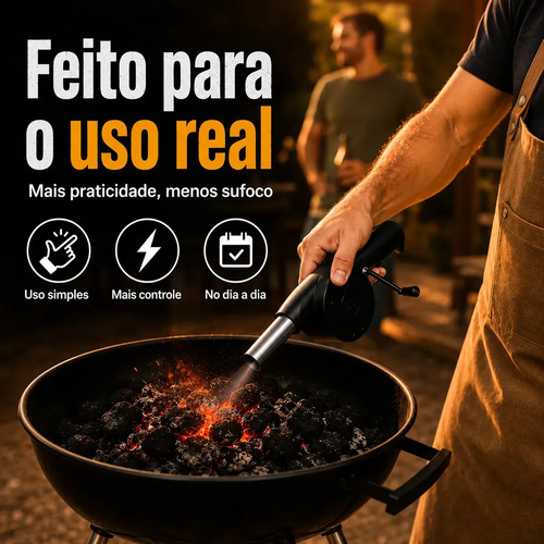 Soprador Acendedor Manual De Churrasqueira Lareira Fogo Rápido
