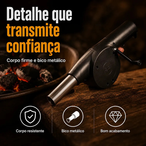 Soprador Acendedor Manual De Churrasqueira Lareira Fogo Rápido