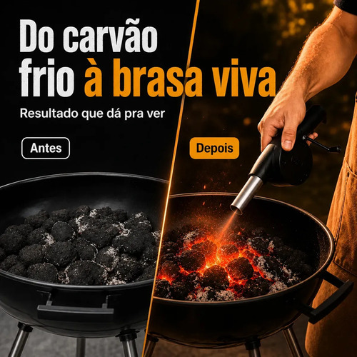 Soprador Acendedor Manual De Churrasqueira Lareira Fogo Rápido