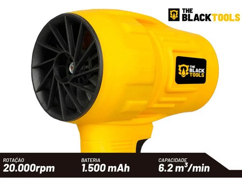 Soprador De Ar Turbo 21v Portátil Bateria Recarregável Potente Para Folhas Pó Limpeza Carro Tso-21a The Black Tools
