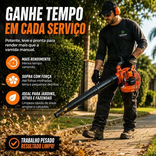 Soprador de folhas lateral Fak260S 2T 26Cc 0,90Hp Carbon Fak cor laranja profissional a gasolina