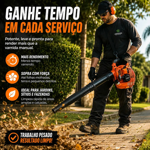 Soprador de folhas lateral Fak260S 2T 26Cc 0,90Hp Carbon Fak cor laranja profissional a gasolina