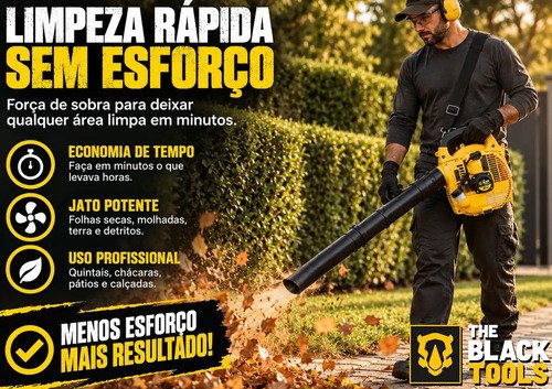Soprador de Folhas Lateral TBNT10 2T 26cc 0,90Hp The Black Tools Cor Amarelo Profissional a Gasolina 2 Tempos